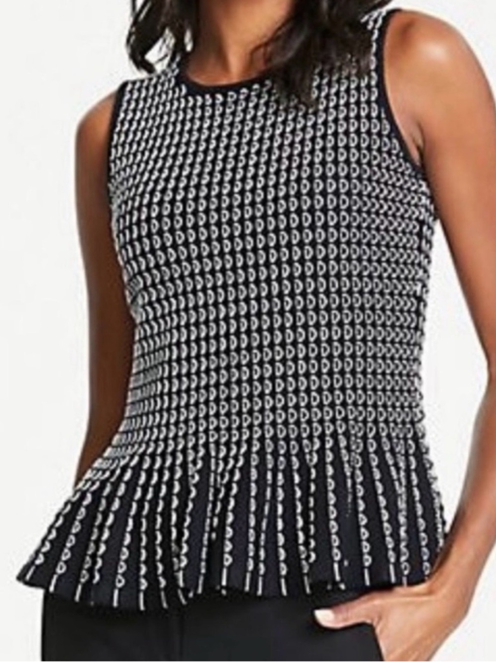 Ann Taylor Black & White Sleeveless Peplum Tank - Picture 9 of 9